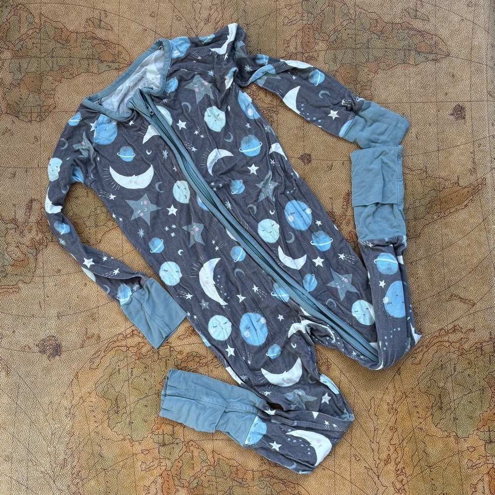 Little Sleepies Blue and Gray Footies with Zip-Up Front